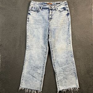 Judy Blue Jeans Womens 20W Blue Wide Leg Acid Wash Denim Stretch Plus Size